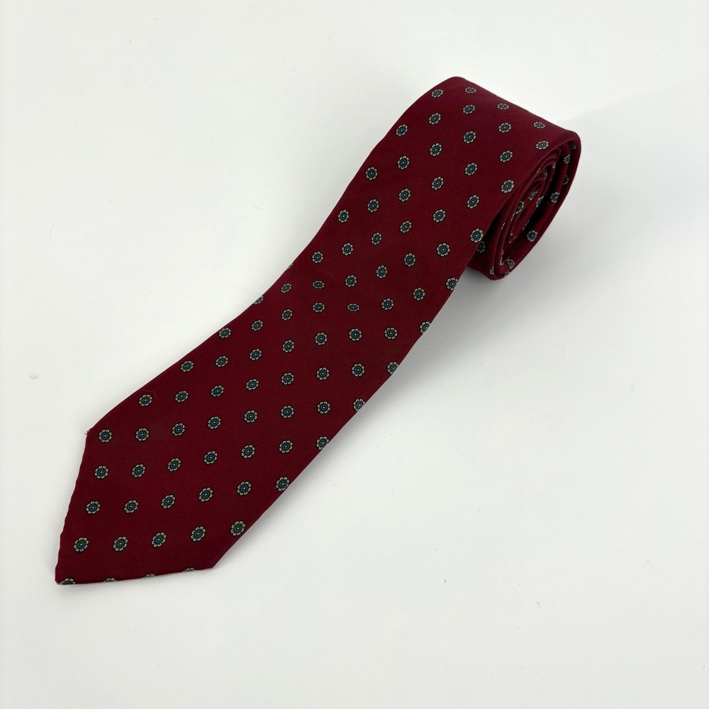Bert Pulitzer Tie Mens OS Burgundy Medallion Floral Silk Classic Made in USA